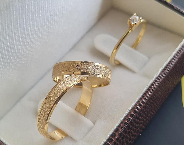 PAR DE ALIANÇAS DINAMARCA 4MM - OURO 10K