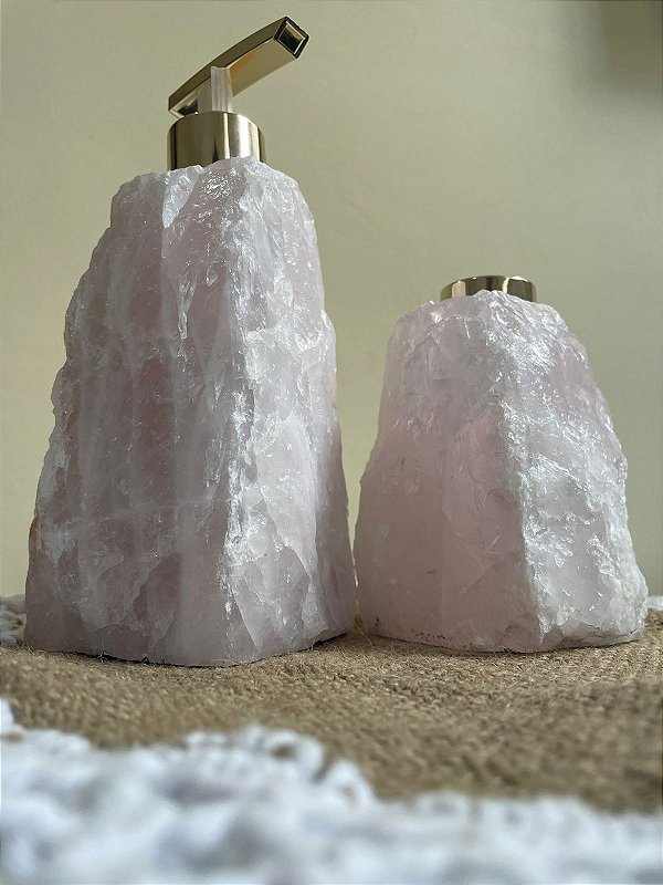 KIT DISPENSER E DIFUSOR EM QUARTZO ROSA