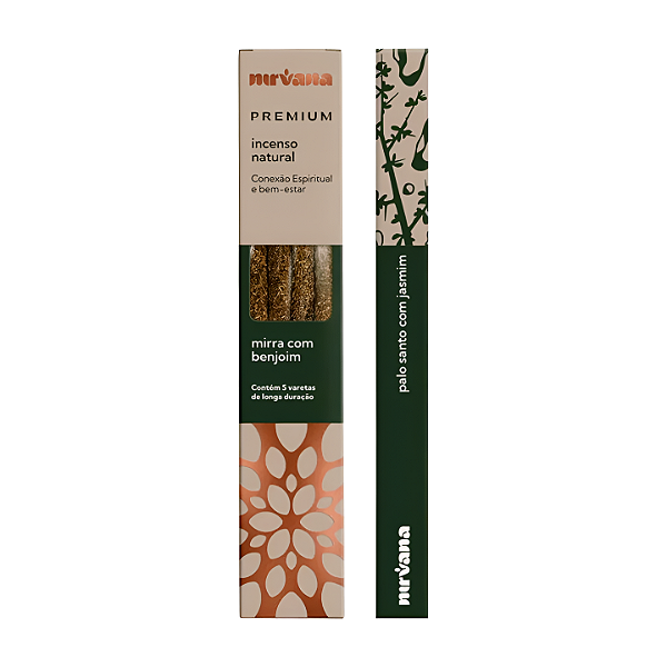 Incenso Natural Mirra com Benjoim – Nirvana Premium (100% Natural, Vegano, Sem Carvão)