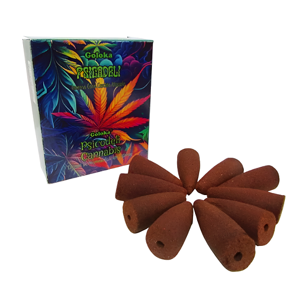 Incenso Cone Cascata Goloka Psicodélico – Aroma Cannabis Psicodélica Massala (10 Cones)