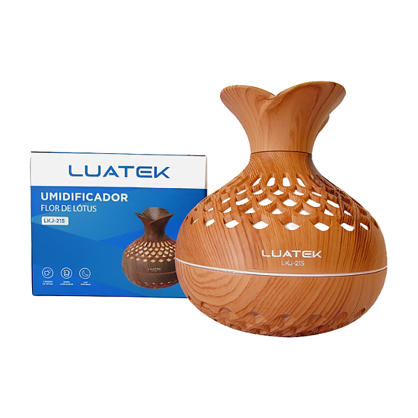 Umidificador e Difusor de Aromas Flor de Lótus 300ml – Led USB | Madeira Clara