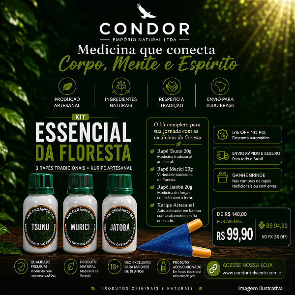 Kit Essencial da Floresta – Rapés Tradicionais com Kuripe Artesanal