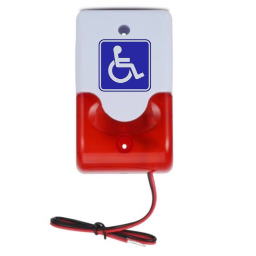 Sirene Audiovisual de Emergência e Alarme para Sanitários Banheiros PCD  / PNE – Com Fio em 110Vac / 220Vac (Bivolt) ou 12 Vcc