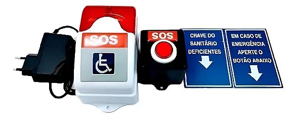 Kit Alarme PCD Seguricom - Botão Sem Fio e Sirene AudioVisual NBR 9050