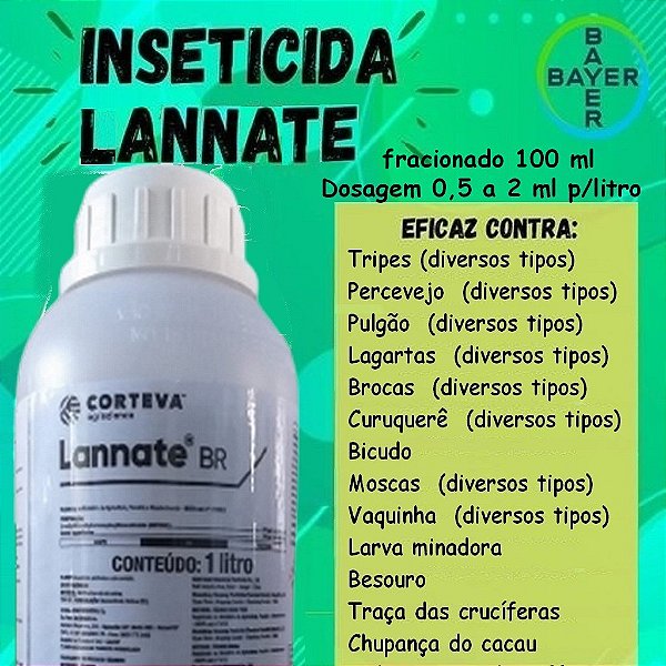 Inseticida Lannate BR 100 ml - Composição Metomil