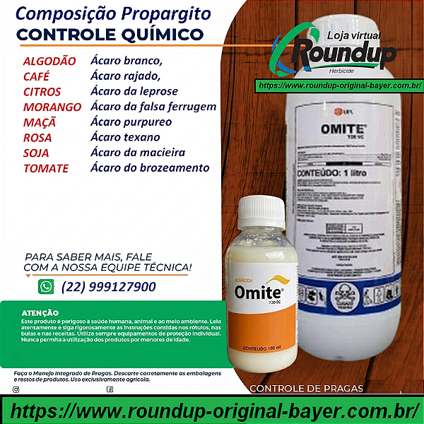 Acaricida Omite 720 Fracionado 100 ml - Composição Propargito