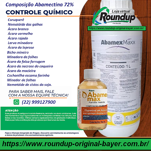 Acaricida Abamectina Max Fracionado 50 ml - 72%Abamexx 4X mais forte