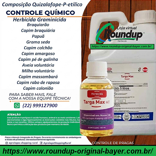 Herbicida Graminicida Targa Max Fracionado 100ml - Composição Quizalofope-P-etílico