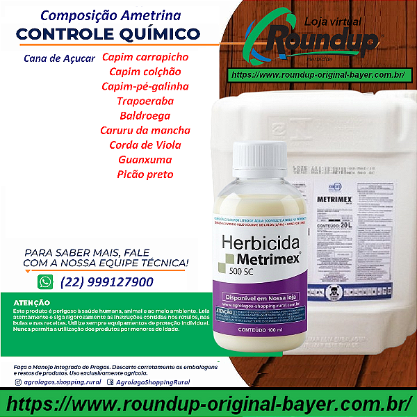 Herbicida Metrimex 500 Fracionado 100 ml - Composição Ametrina