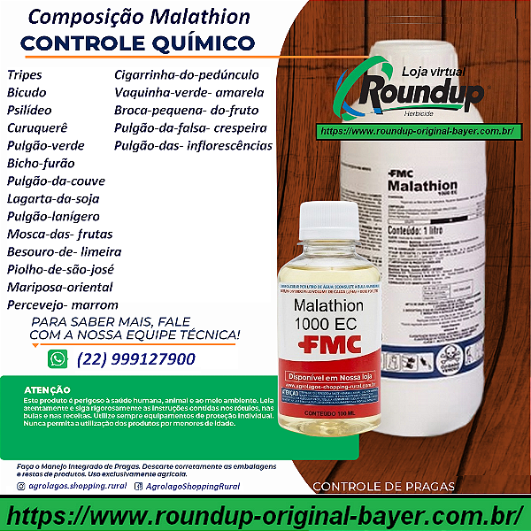 Inseticida Malathion 1000 CE Fracionado 100 ml - Contato e Ingestaõ