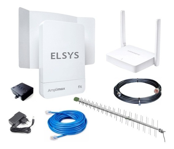 Kit Internet Rural 4g + Roteador + Antena + Cabos