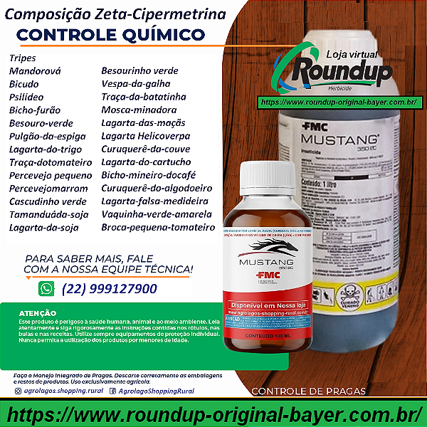 Inseticida Mustang 350 Fracionado 100 ml - Composição Zeta-Cipermetrina