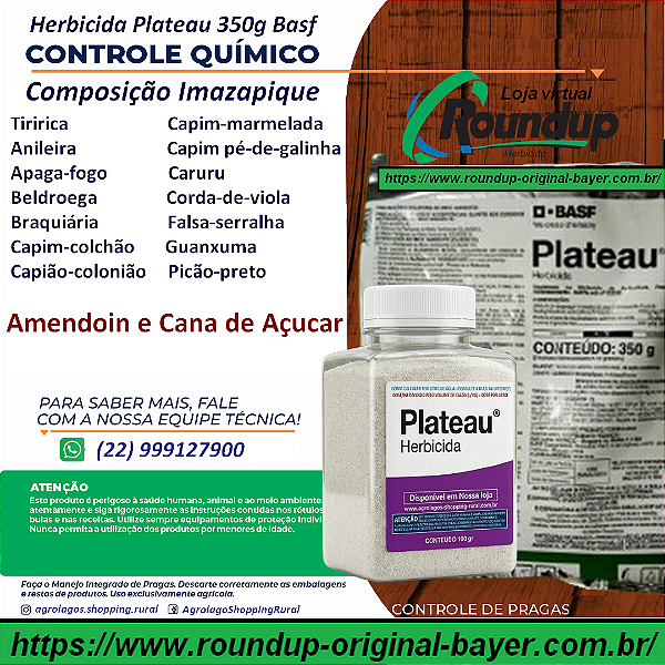 Herbicida Plateau 100 gr - Composição Imazapique Controle de Tiririca