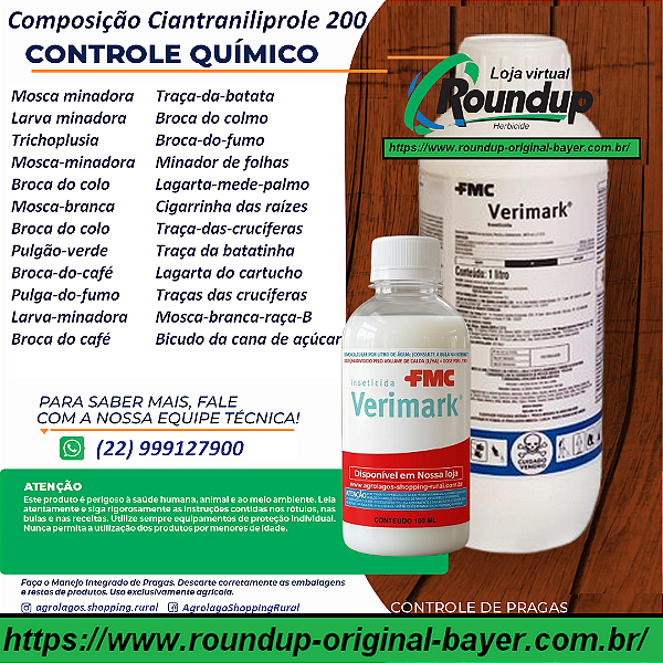 inseticida ingestão e contato Verimark Fracionado 100 ml - Composição Ciantraniliprole 200