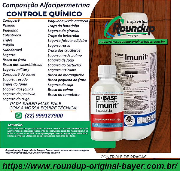 Inseticida de contato Imunit Fracionado 100 ml - Composição Alfa-cipermetrina/Teflubenzurom