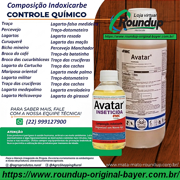 Inseticida de contato Avatar Fracionado 1 Litro - Composição Indoxicarbe