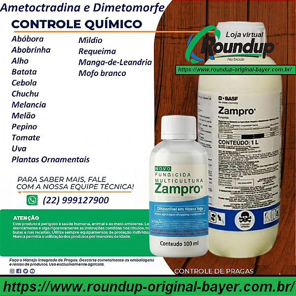 Fungicida de contato Zampro Fracionado 100 ml - Composição Ametoctradina e Dimetomorfe