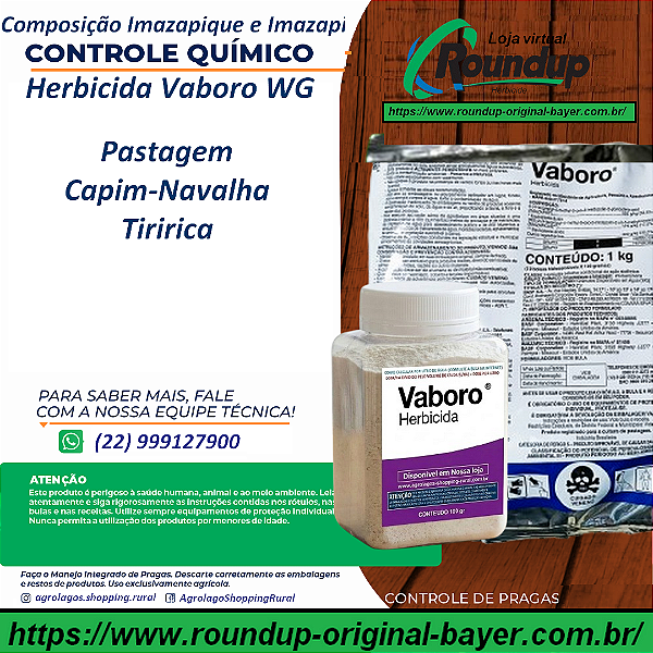 Herbicida Vaboro WG Fracionado 100 g - Composição Imazapir e Imazapique