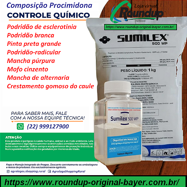 Fungicida Sumilex 500 WP Fracionado 100 gr - Composição Procimidona