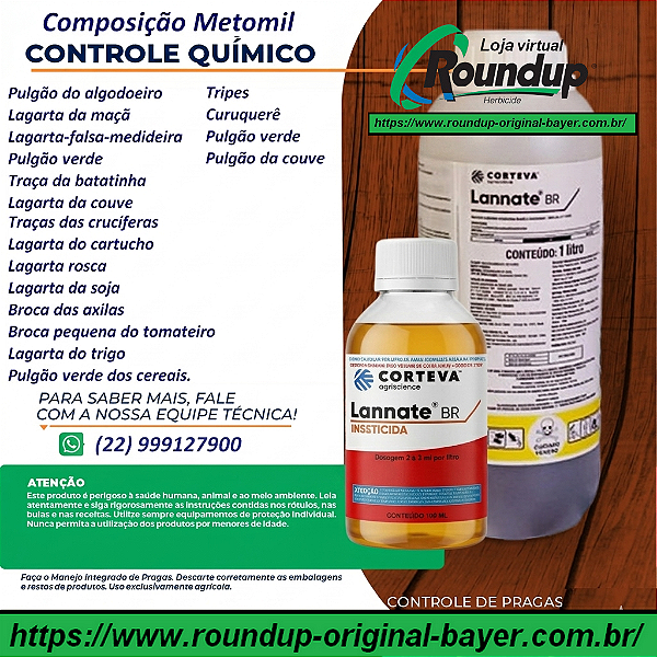 Inseticida Lannate BR Fracionado 100 ml - Composição Metomil