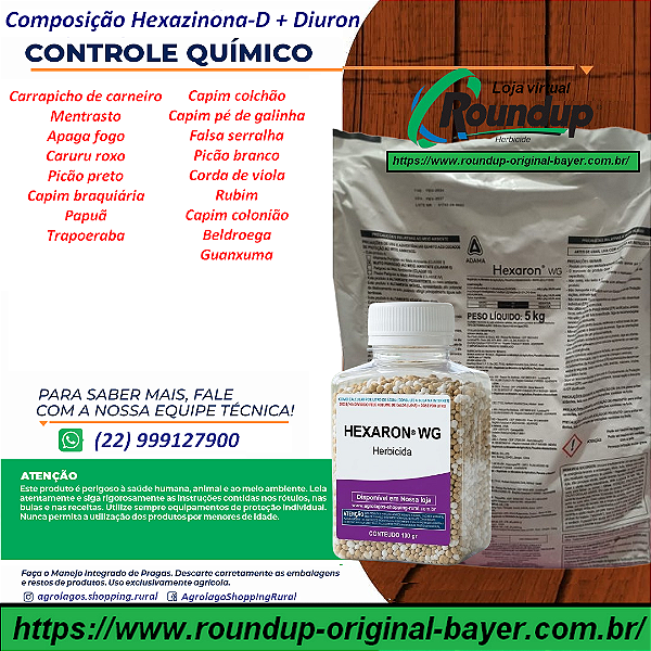 Herbicida Hexaron® WG Fracionado 100 gr - Composição Hexazinona + Diurom