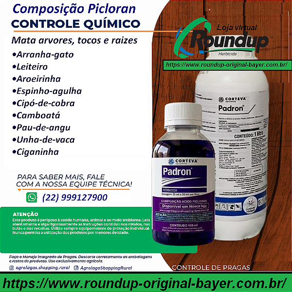 Herbicida Padron Fracionado 100 ml - Mata Arvores, Tocos e Raízes Picloran