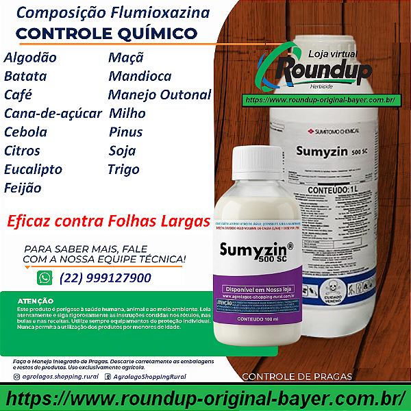 Herbicida Sumyzin 500 SC Fracionado 100 ml- Composição Flumioxazina