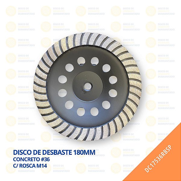 Disco de Desbaste - 180mm - Concreto - #36 - c/rosca M14 - BSP