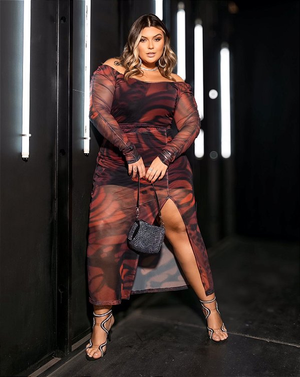 Conjunto Jade Estampado Em Tule