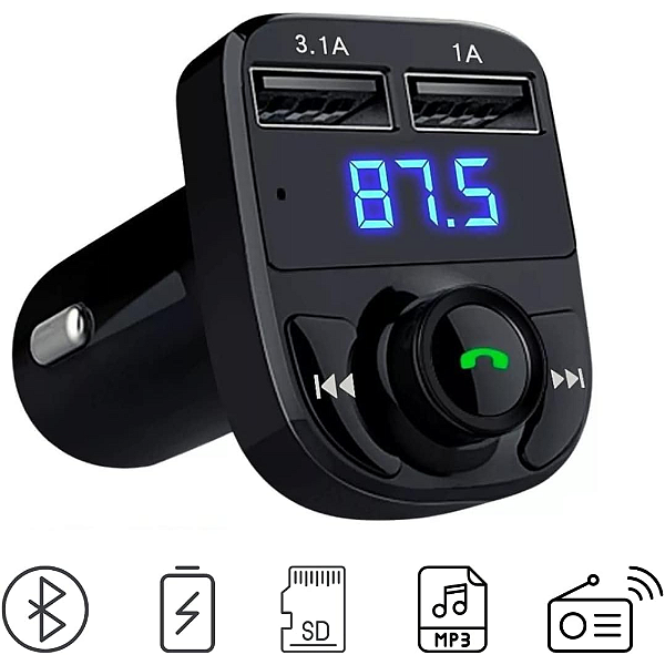 Carregador Transmissor Usb Fm Mp3 Sem Fio Bluetooth