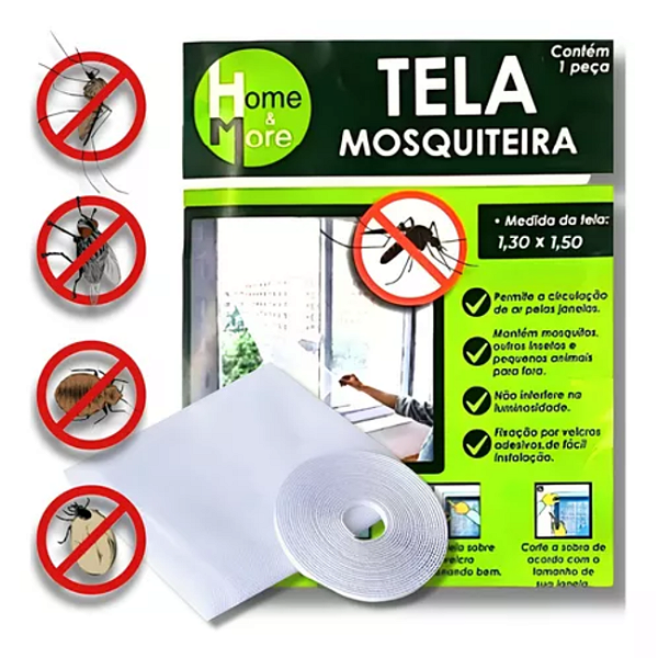 Tela Rede Mosqueteiro Com Velcro Para Janela 130x150cm