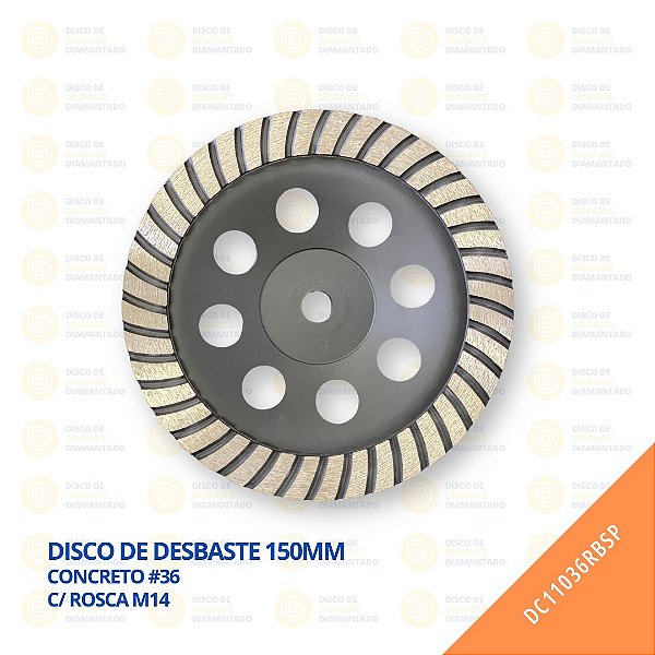Disco de Desbaste - 150mm - Concreto - #36 - c/rosca M14 - BSP