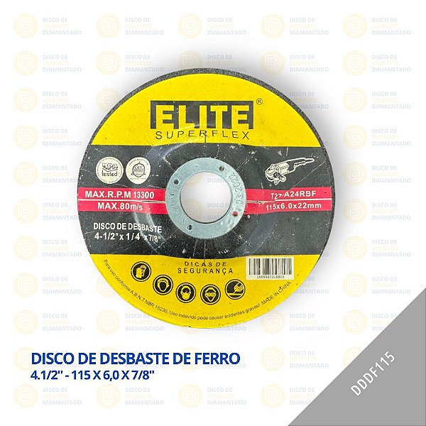 Disco de Desbaste FERRO - 4.1/2" - 115 x 6,0 x 7/8"