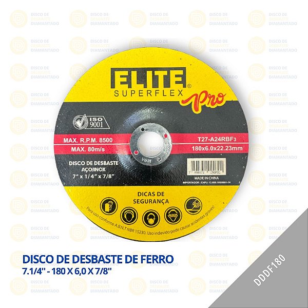 Disco de Desbaste FERRO - 7.1/4" - 180 x 6,0 x 7/8"