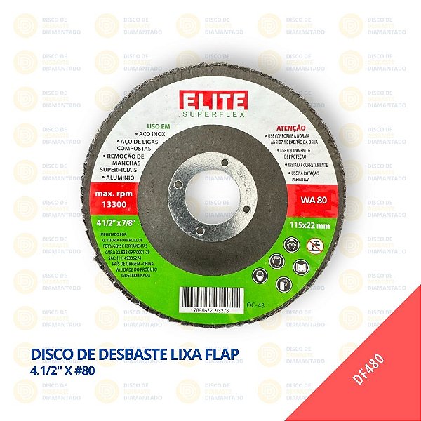 Disco de Desbaste Lixa Flap 4.1/2" x #80