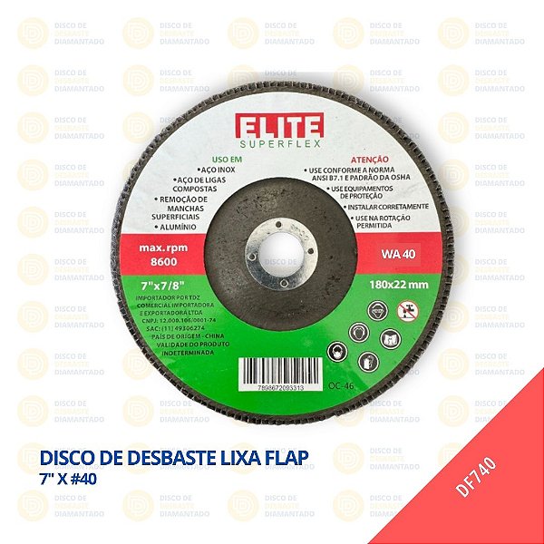 Disco de Desbaste Lixa Flap 7" x #40
