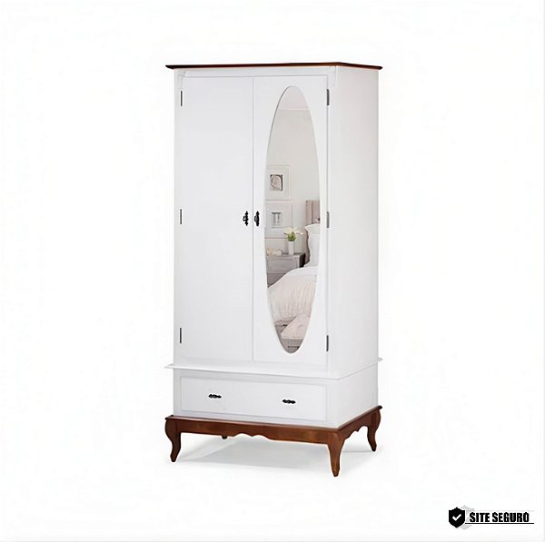 Guarda Roupa Linz 2 Portas 1 Gaveta C/ Espelho - 60406E 1,00m