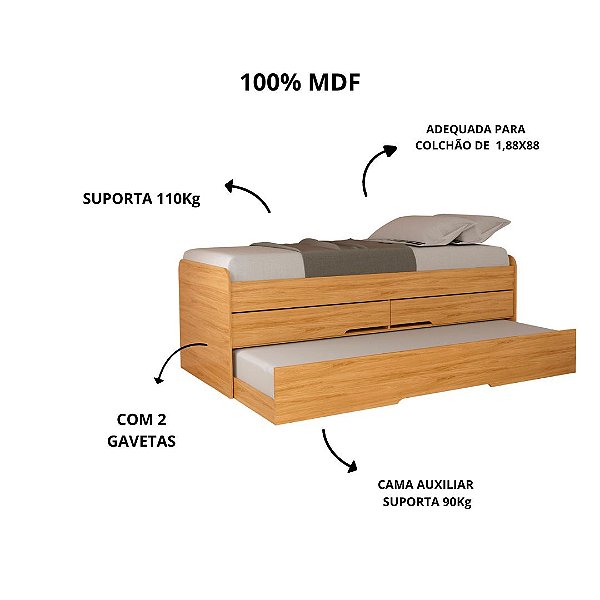 Cama bibox Juliette c/2 gavetas