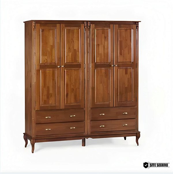 Roupeiro Hanover 4 Porta S/ Maleiro 60826 Linz 100% Madeira Maciça
