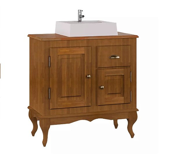 Balcão para Banheiro 80cm 2 Portas 1 Gaveta com cuba Dália 3065 Linz
