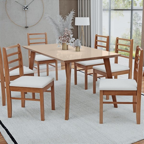 CONJUNTO MESA NAIARA FLAMINGO C/6 CADEIRAS BEATRIZ