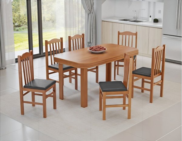 MESA PEROLA 1,60 C/ 6 CADEIRAS DORA FLAMINGO