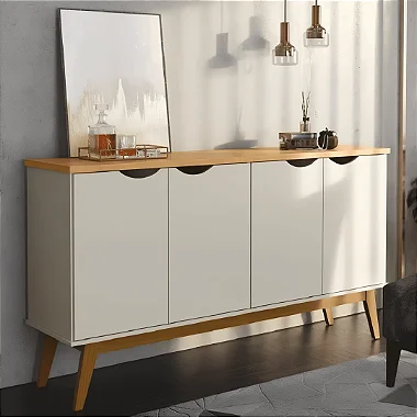 Buffet 4 Portas Prism Patrimar Off White/Cinamomo *PRONTA ENTREGA*