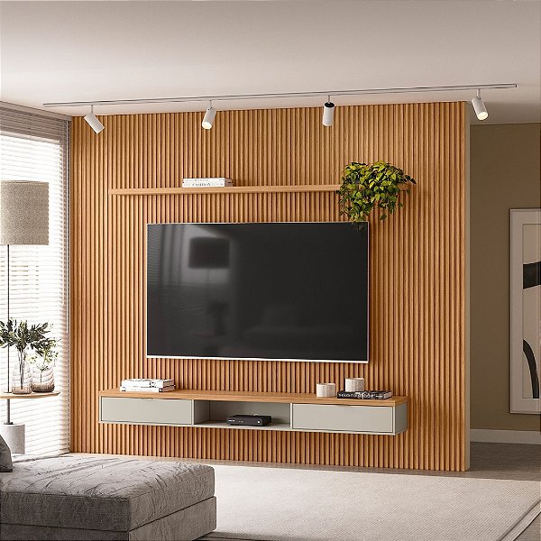 Painel Ripado Modular 3.0 + Nicho 2.2 + Prateleira 2.2 Linea