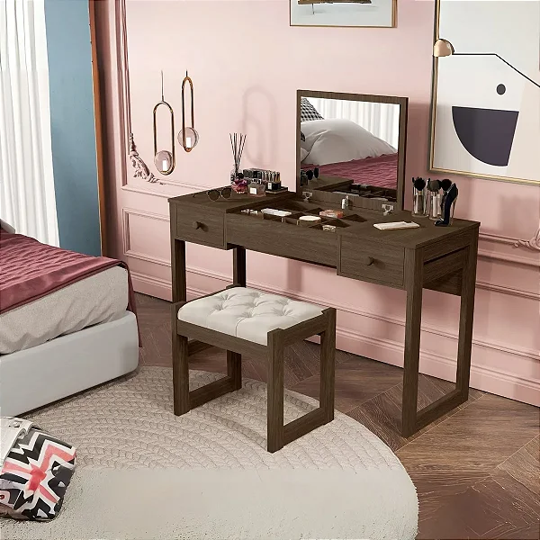 Penteadeira Luanda Com Banqueta 100% MDF Legno Barreto Lonçarcci