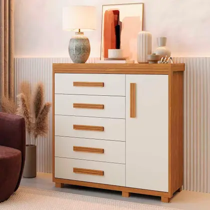 Cômoda Londres 100% MDF Nature/Off-White Barreto Lonçarcci