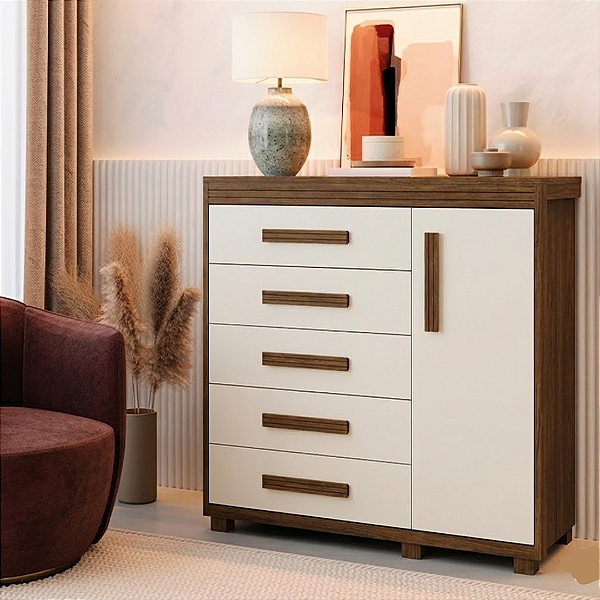 Cômoda Londres 100% MDF Legno/Off-White Barreto Lonçarcci