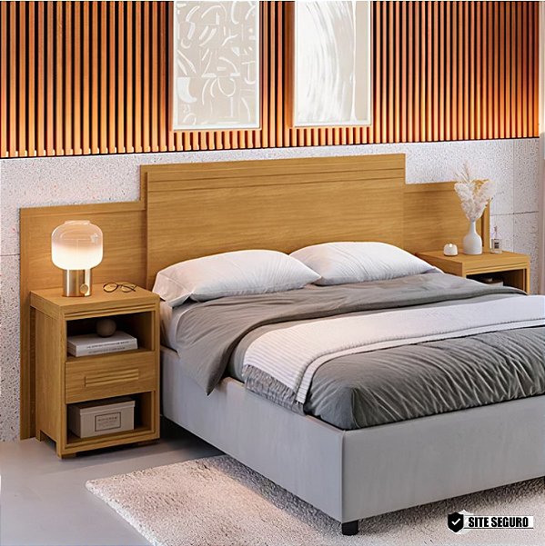 Cabeceira Dinamarca 100% MDF Com 2 Criados Cinamomo Barreto Lonçarcci