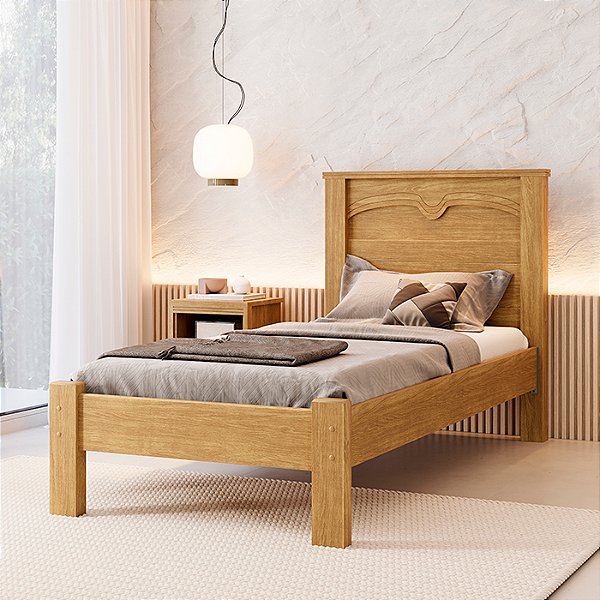 Cama Solteiro Amsterdã 100% MDF Cinamomo Barreto Lonçarcci