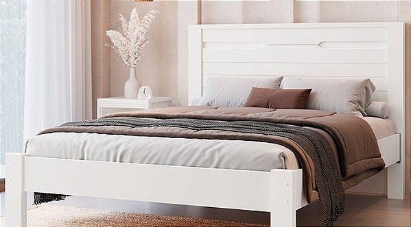 Cama Casal Roma 100% MDF Branco Barreto Lonçarcci